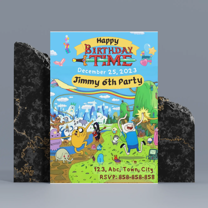 Adventure Time Birthday Invitation Template - CreativeRino