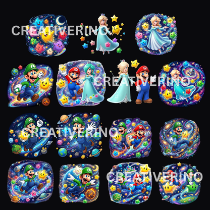 130 Super Mario Galaxy PNG Clipart, Gamer T-Shirt Design, Poster (Instant Download) CreativeRino