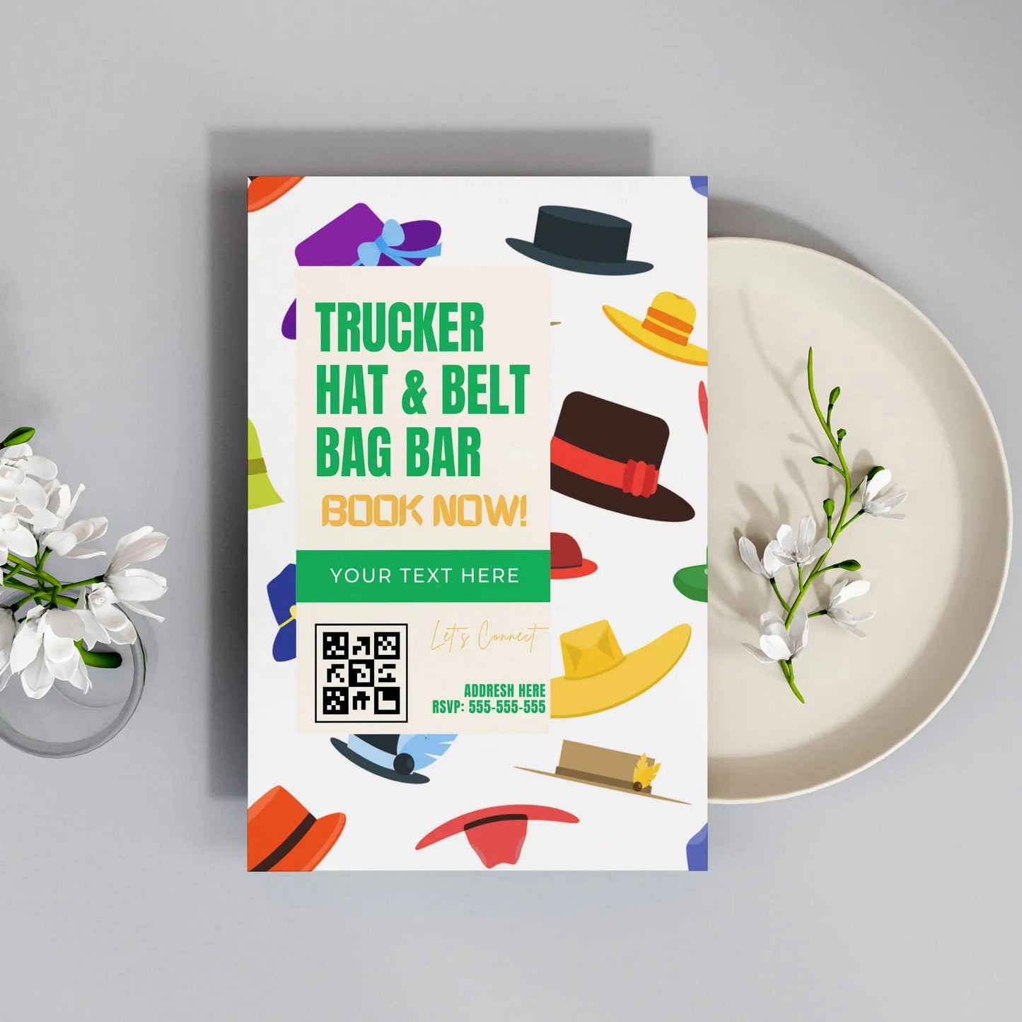 Trucker Hat Bar Flyer Template | Trucker Hat Bar Party Booking Flyer CreativeRino