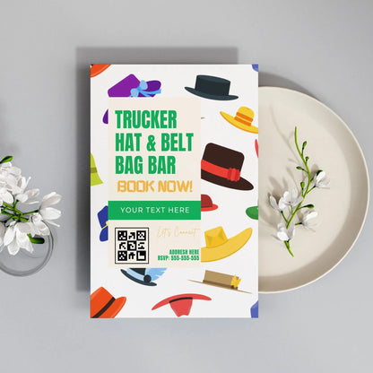 Trucker Hat Bar Flyer Template | Trucker Hat Bar Party Booking Flyer CreativeRino