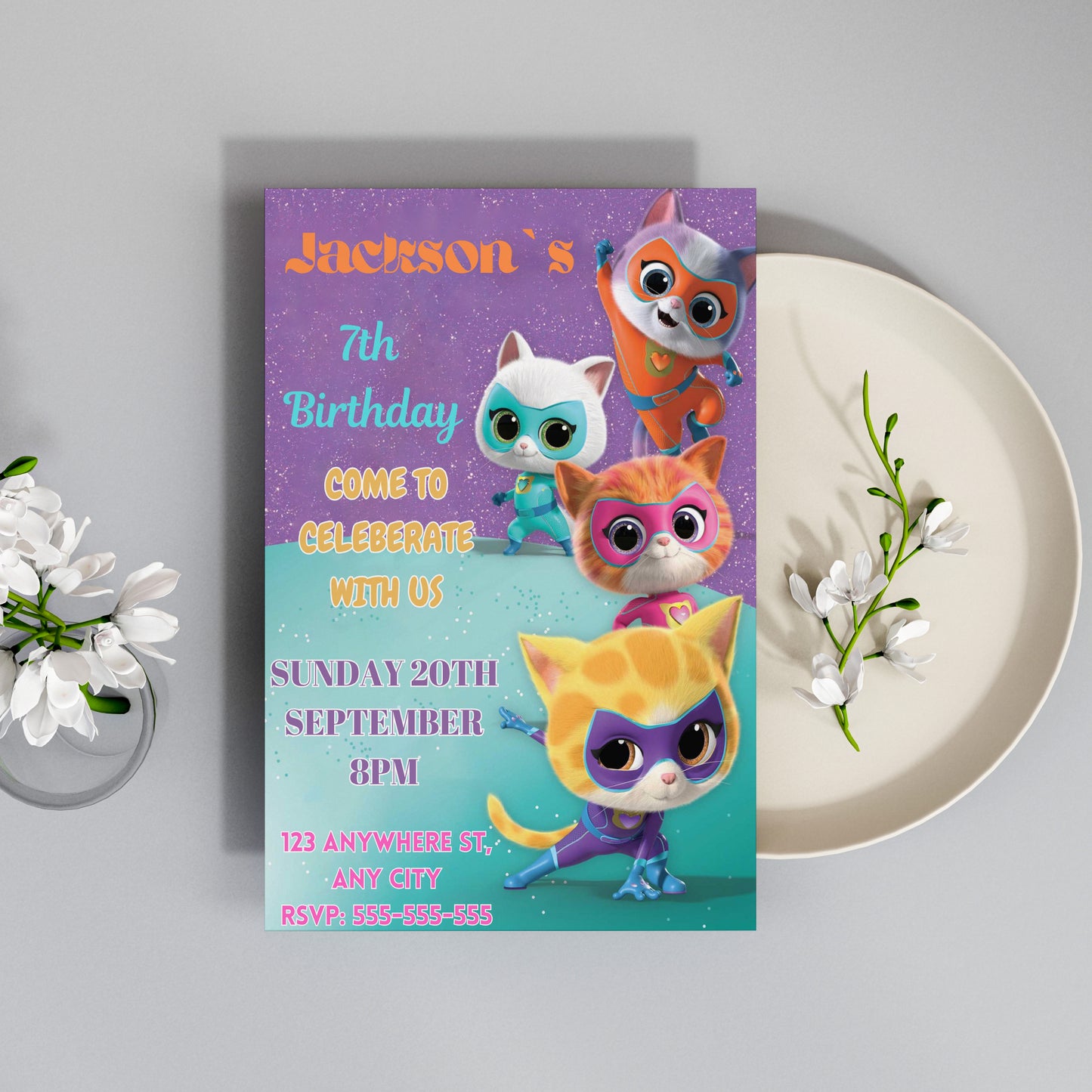 Superkitties Birthday Invitation Template