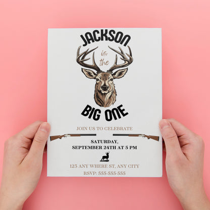 The Big One Hunting Birthday Invitation Template - CreativeRino