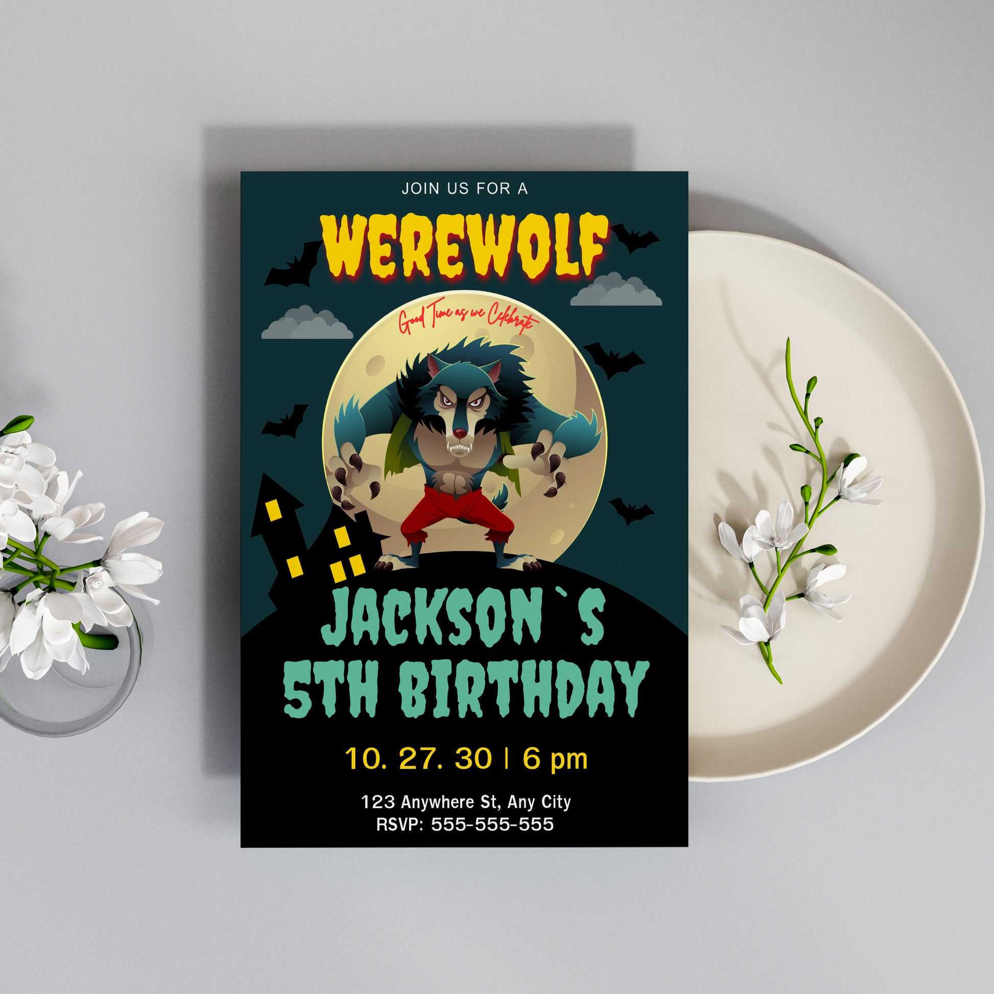 Werewolf Birthday Invitation Template - CreativeRino