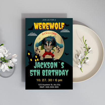 Werewolf Birthday Invitation Template - CreativeRino