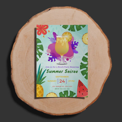 Summer Soiree Party Invite | Cocktail Party Invitation Canva Template CreativeRino