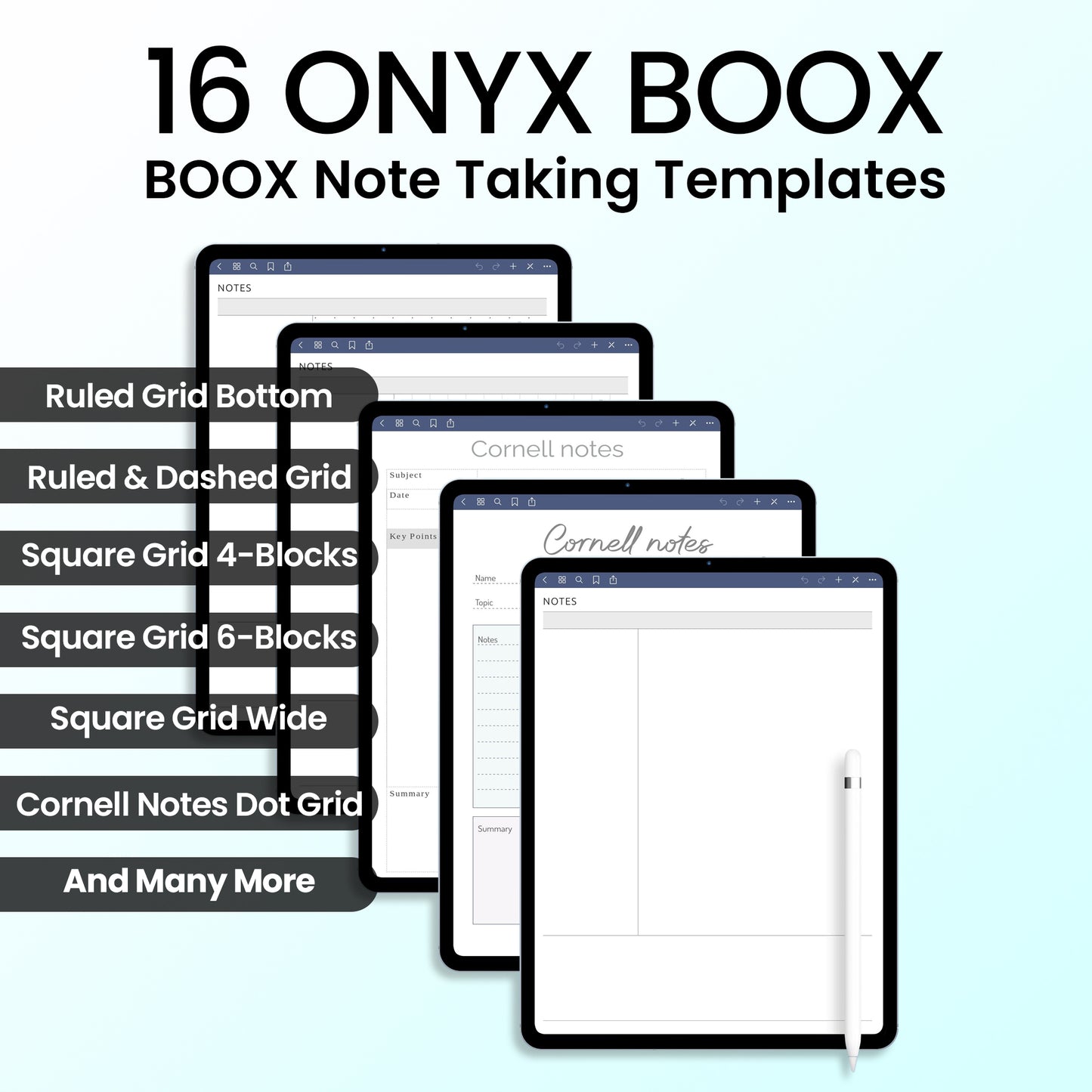 16 Onyx Boox BOOX Note Taking Templates Planners Template Bundle