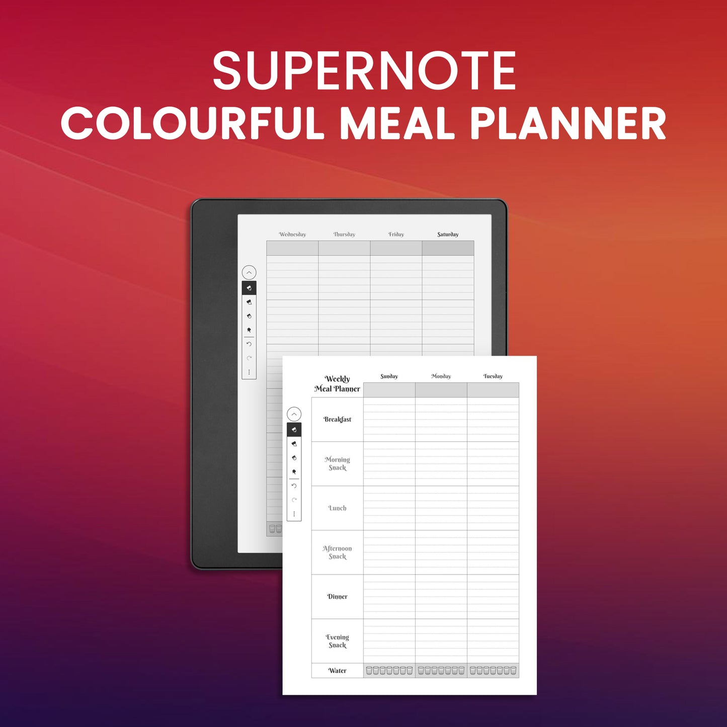 Supernote Colourful Meal Planner Template