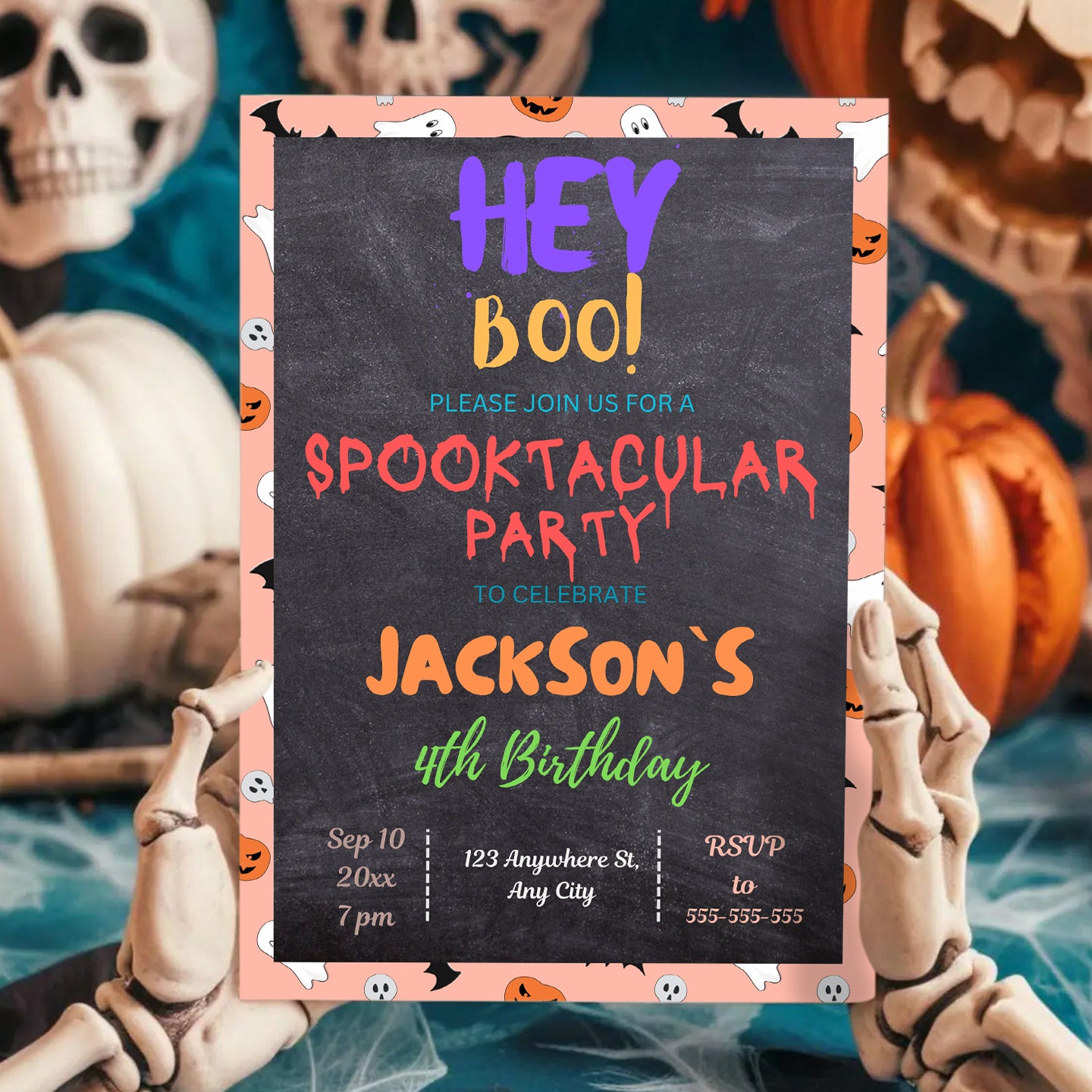 Hey Boo Halloween Birthday Invitation Template