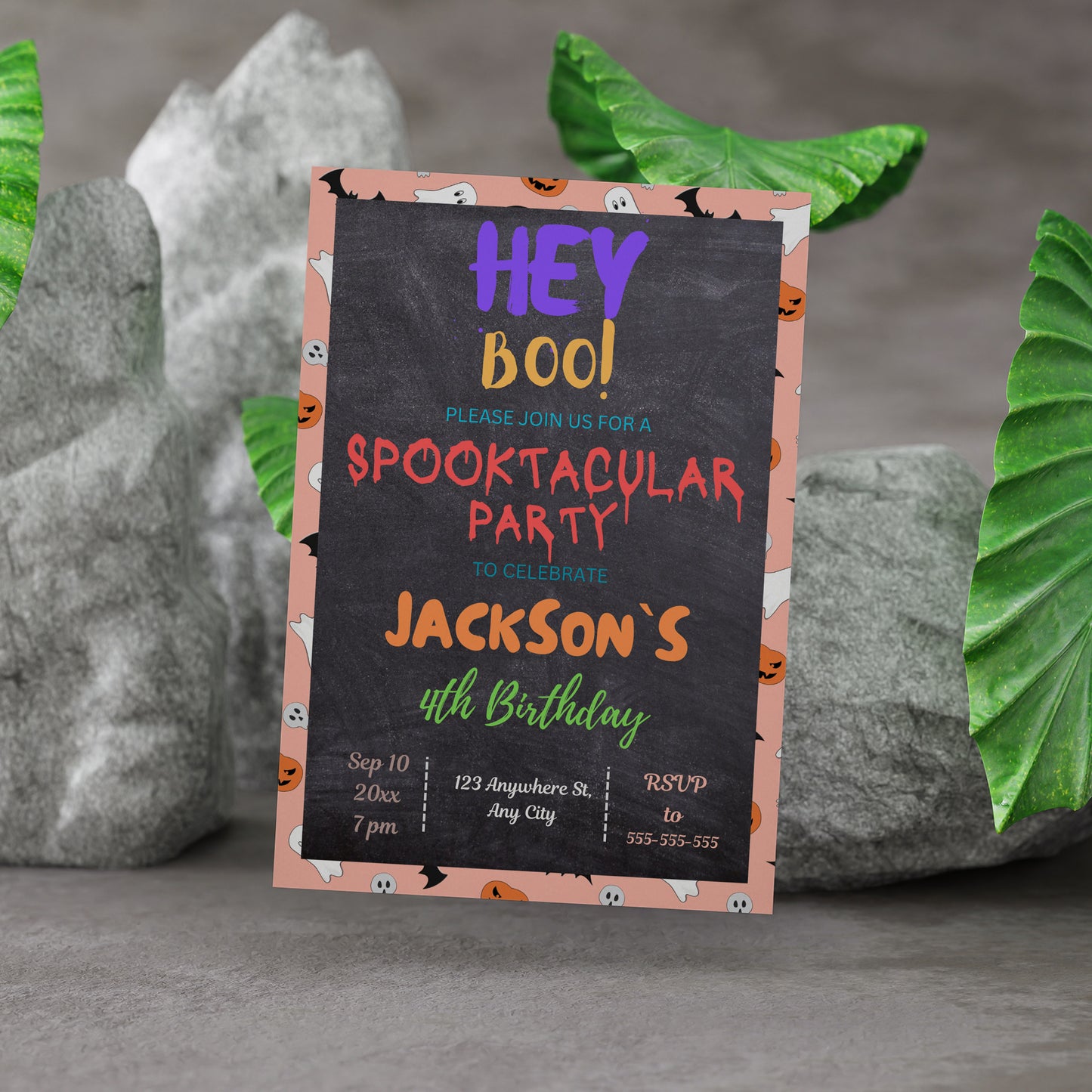 Hey Boo Halloween Birthday Invitation Template