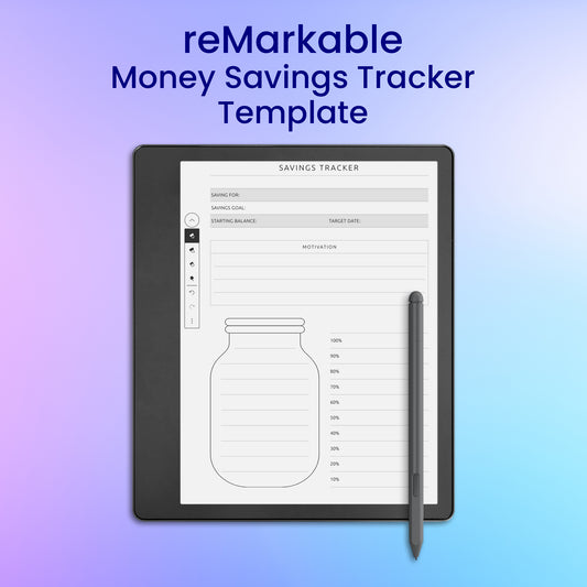 reMarkable 2 Money Savings Tracker Template Planner Template