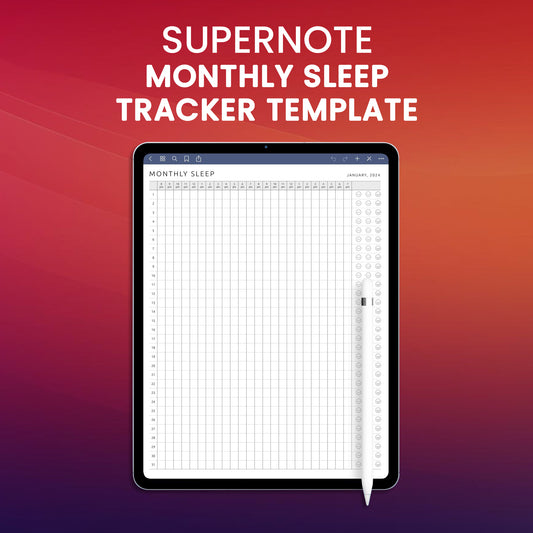 Supernote Monthly Sleep Tracker Template Planner Template