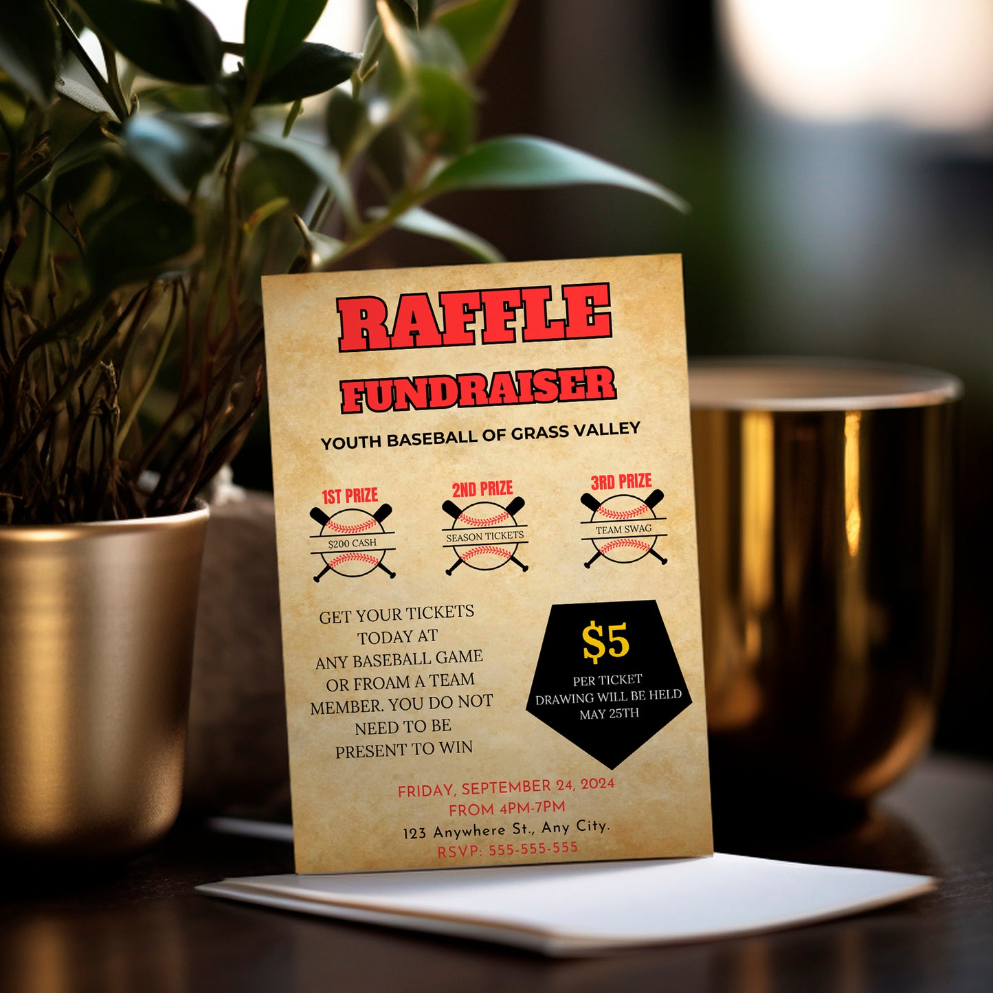 Raffle Ticket Fundraiser Flyer Template