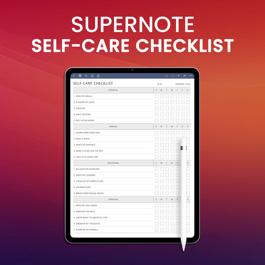 Supernote Self-Care Checklist Planner Template