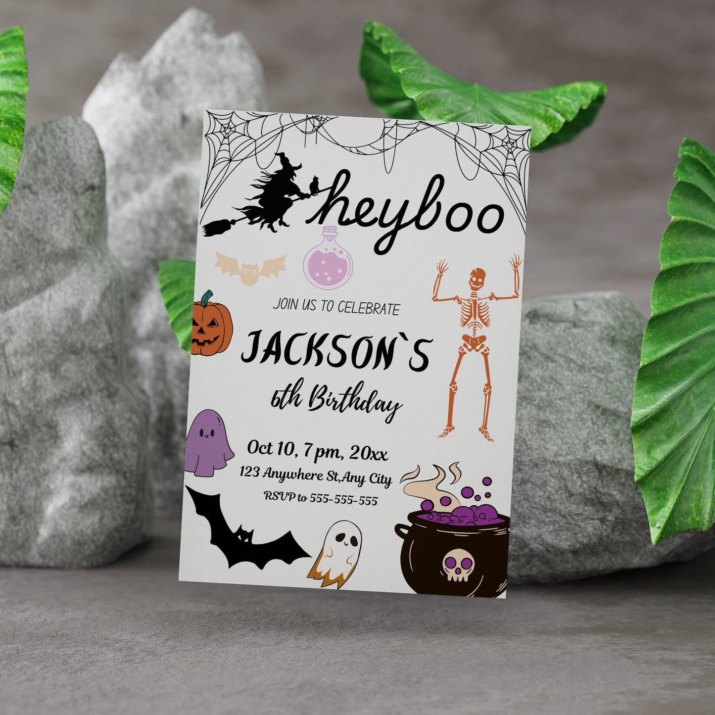 Hey Boo Halloween Birthday Party Invitation Template