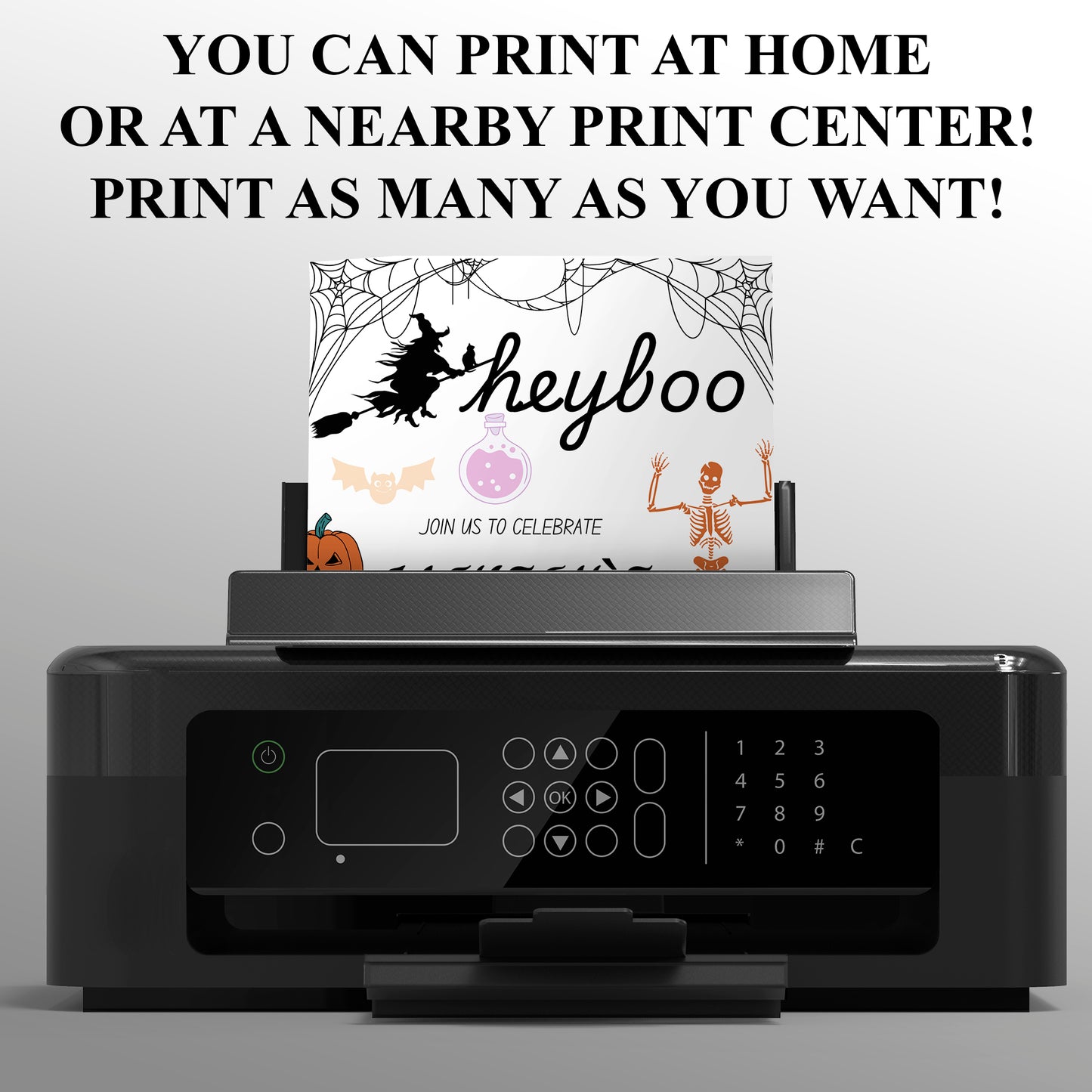 Hey Boo Halloween Birthday Party Invitation Template