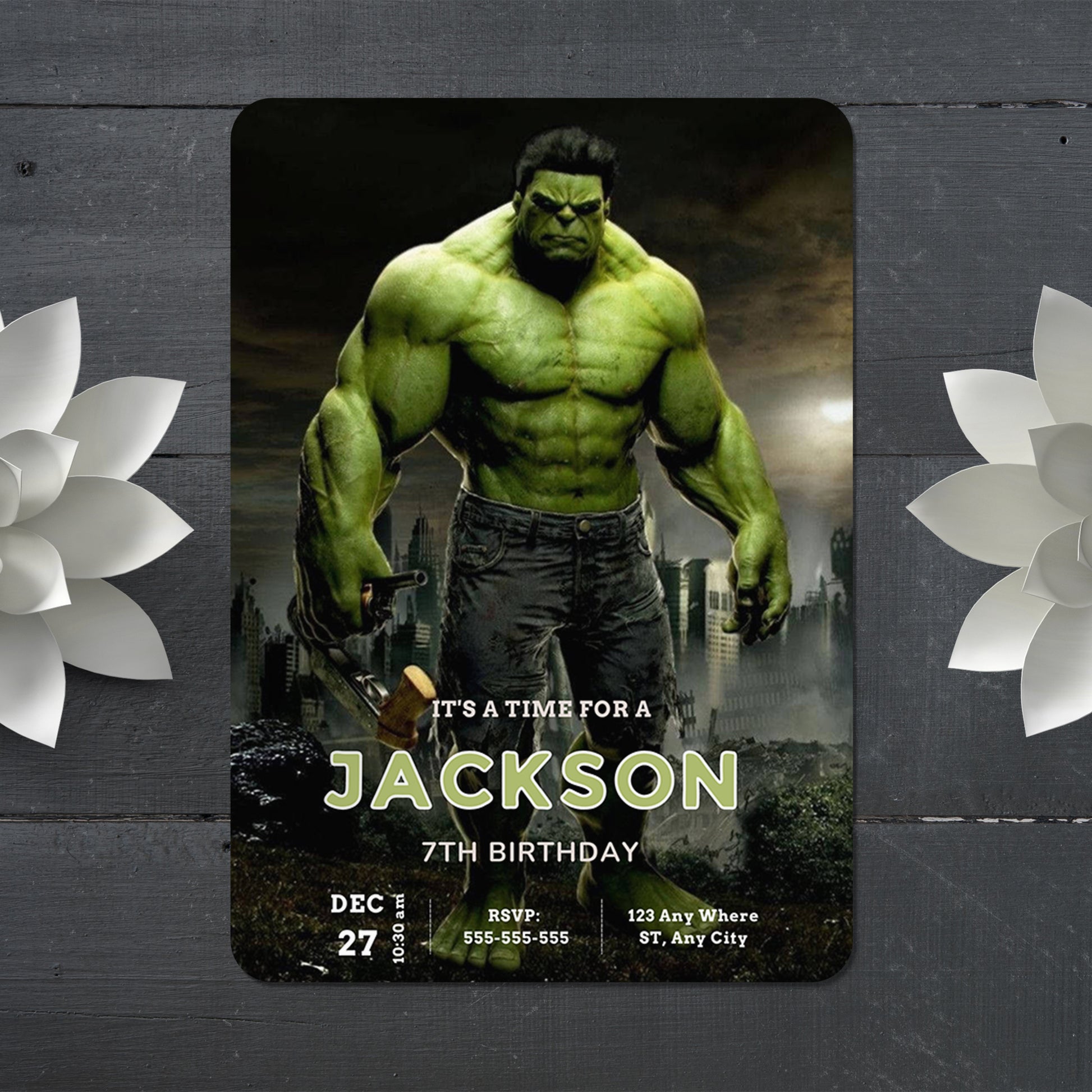 Hulk Birthday Invitation Template - CreativeRino