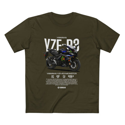 Yamaha YZF-R3 Monster Motorcycle Tee - Adult Staple T-Shirt for Riders - CreativeRino