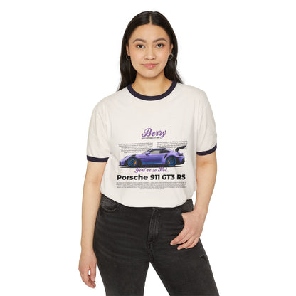 Porsche Berry Unisex Cotton Ringer T-Shirt - Porsche 911 GT3 RS Design, Car Enthusiast Gift - CreativeRino