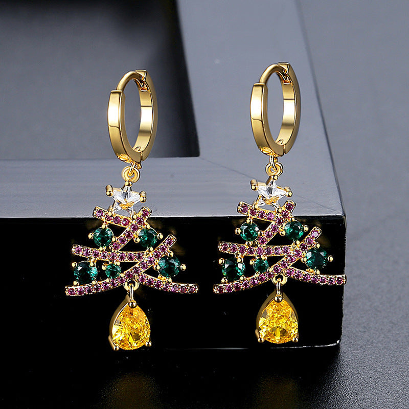 Luxury Zircon Christmas Tree Earrings | European & American Fashion | Sparkling Stud/Drop Holiday Jewelry Gift eprolo