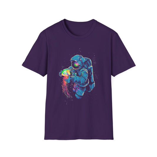 Astronaut with Jellyfish Graphic Tee - Unisex Softstyle T-Shirt - CreativeRino