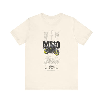 Yamaha MT 10 Motorcycle Tee - Unisex Jersey Short Sleeve T-shirt for Riders - CreativeRino