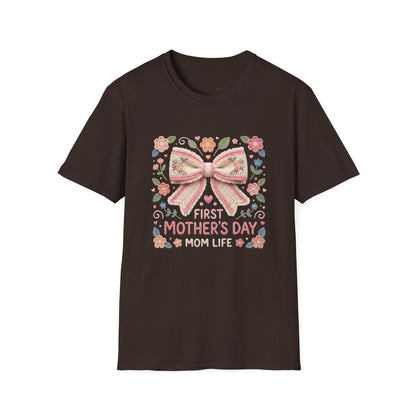 First Mother's Day Mom Life T-Shirt — Floral Bow New Mom Gift Printify