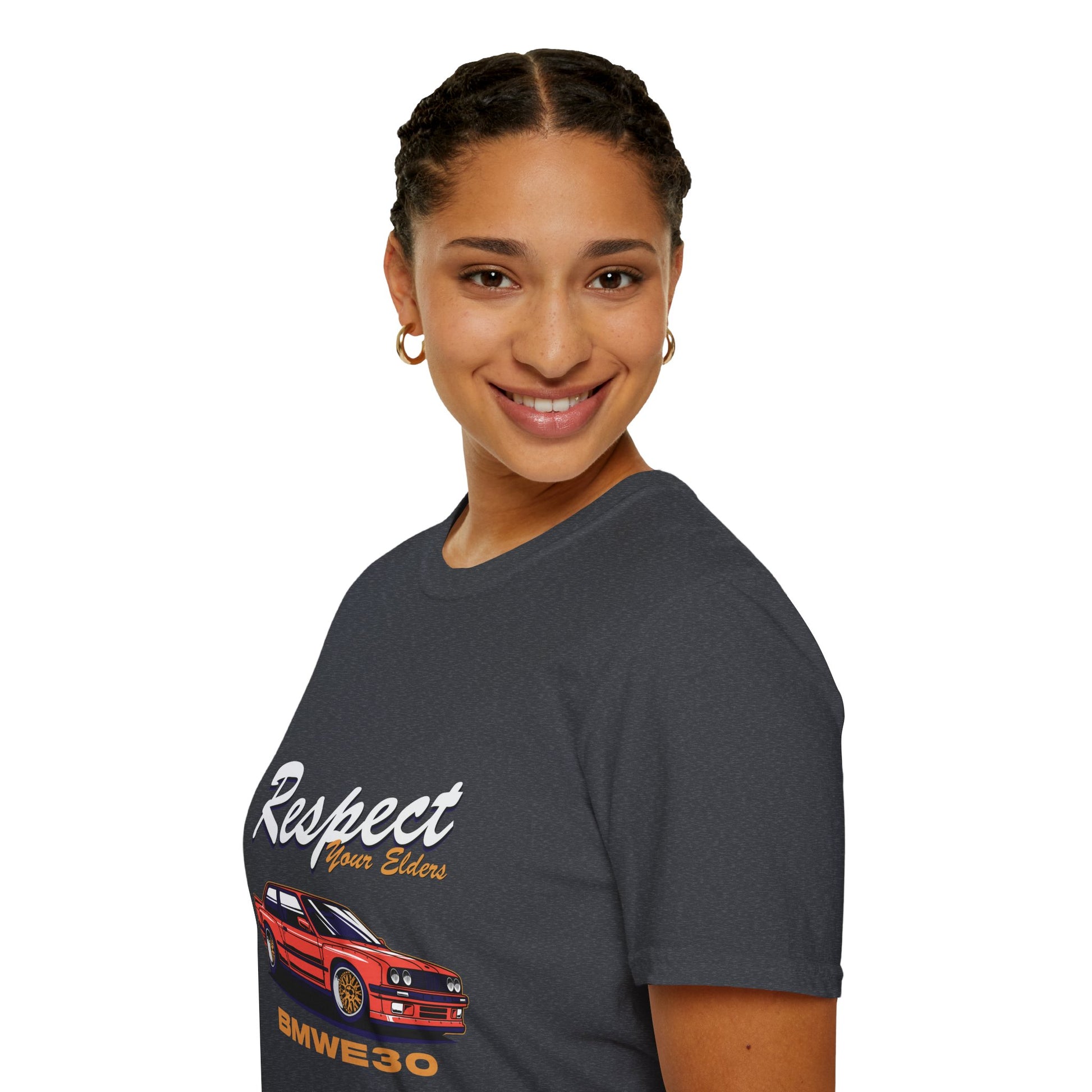 Respect Your Elders BMW E30 Unisex Softstyle T-Shirt - CreativeRino