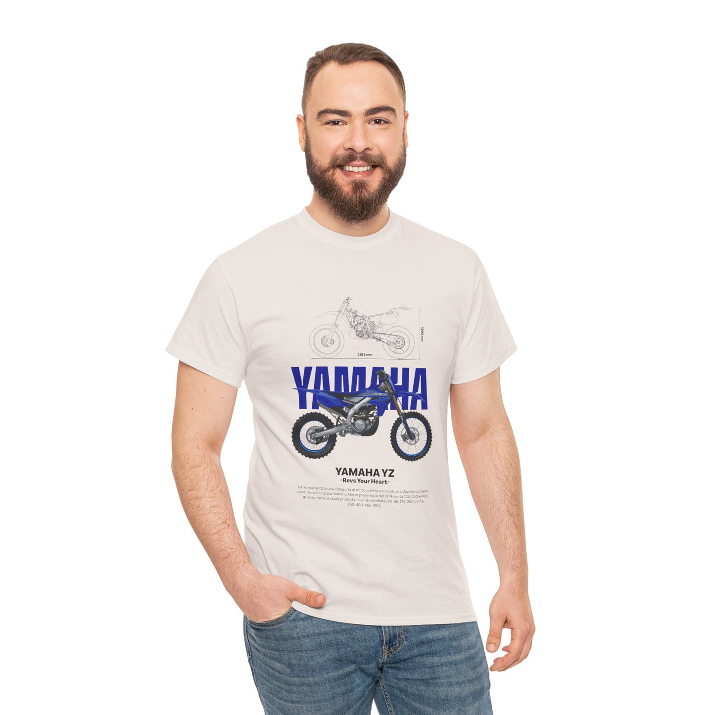 Yamaha YZ Motorcycle Unisex Heavy Cotton Tee - Perfect T-shirt for Bikers and Motorcycle Enthusiasts - CreativeRino