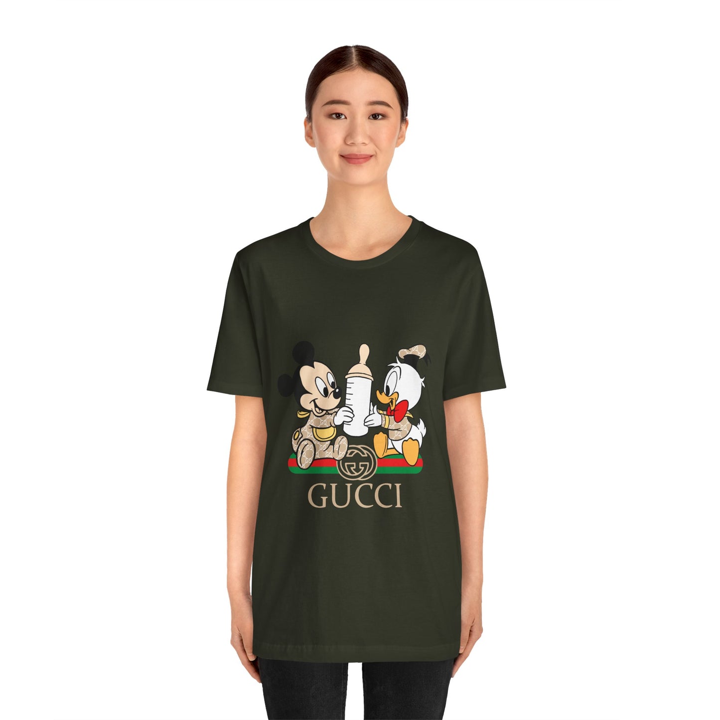 Cute Baby Mickey Mouse and Donald Duck Character Tee - Gucci Inspired Unisex Short Sleeve T-shirt - CreativeRino