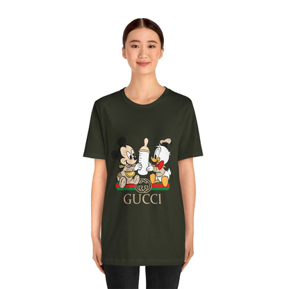 Cute Baby Mickey Mouse and Donald Duck Character Tee - Gucci Inspired Unisex Short Sleeve T-shirt - CreativeRino