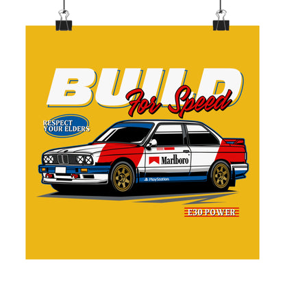 Vintage Car Poster - Build for Speed - CreativeRino