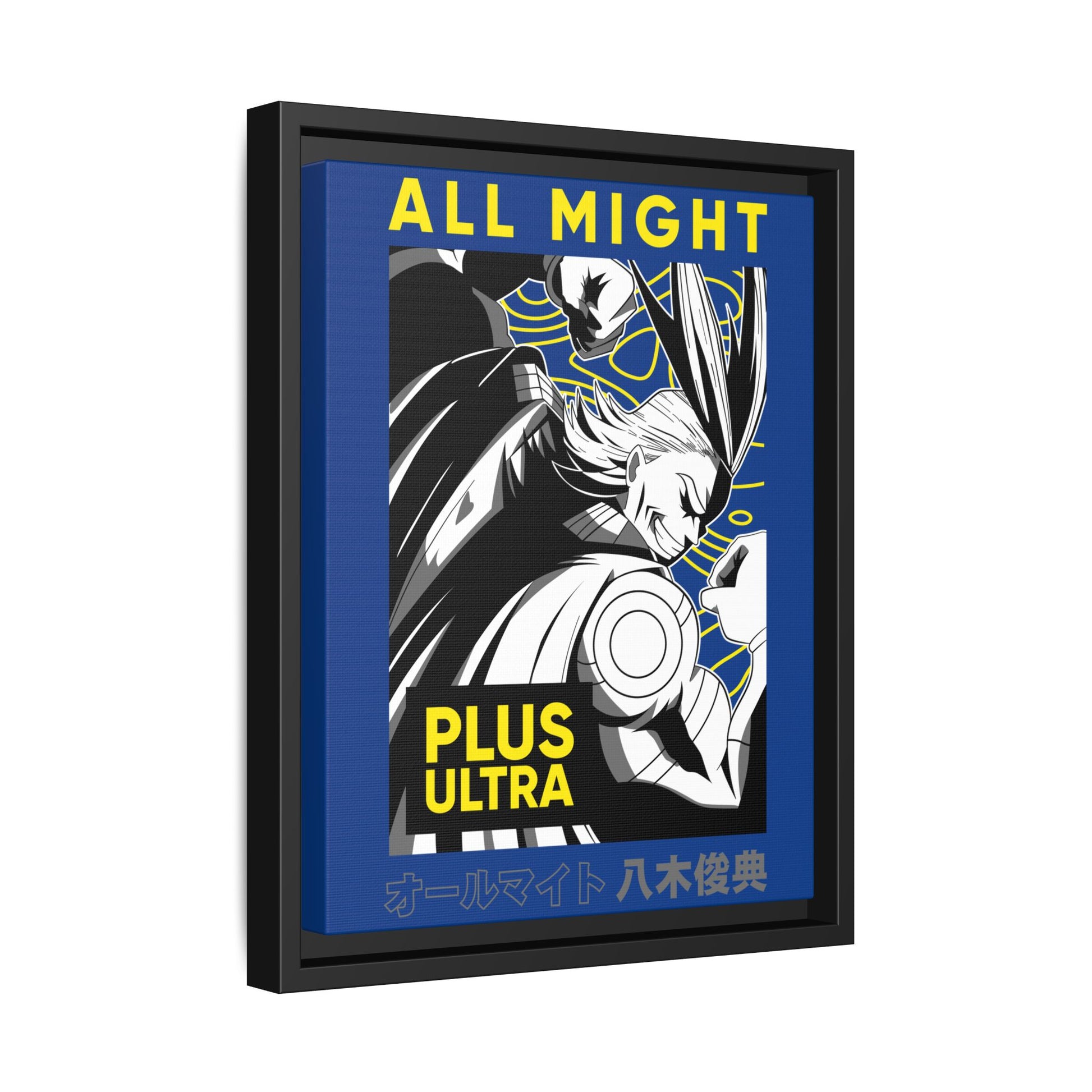 All Might Plus Ultra Canvas Wall Art - Framed Manga Poster for Anime Fans - CreativeRino