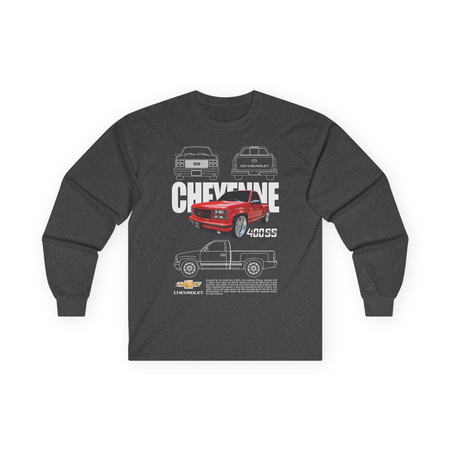 Chevy Cheyenne 400SS Long Sleeve Tee - Classic Vintage Car Design - CreativeRino