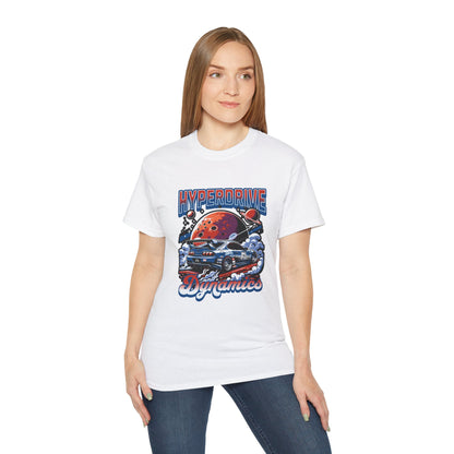 Hyperdrive Dynamics Unisex Ultra Cotton Tee - Retro Space Car Graphic T-Shirt - CreativeRino