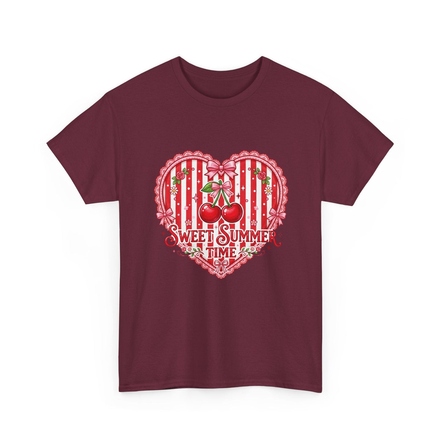 Sweet Summer Time Cherry Heart T-Shirt Printify