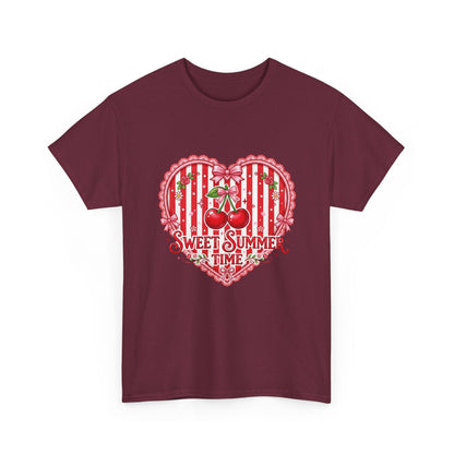 Sweet Summer Time Cherry Heart T-Shirt Printify