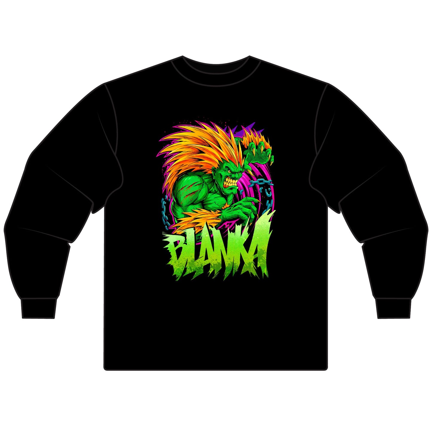Unisex Long Sleeve T-Shirt - Retro Blanka Graphic Tee for Gamers - CreativeRino
