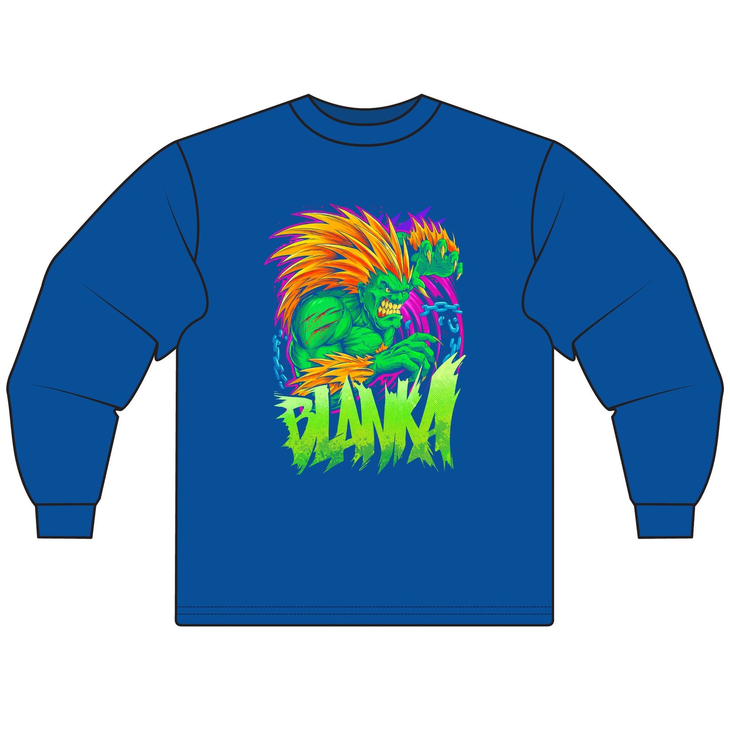 Unisex Long Sleeve T-Shirt - Retro Blanka Graphic Tee for Gamers - CreativeRino