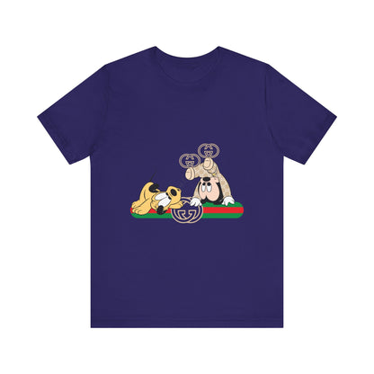 Playful Baby Mickey Mouse Cartoon Gucci Graphic Tee - Fun Unisex Short Sleeve T-shirt - CreativeRino