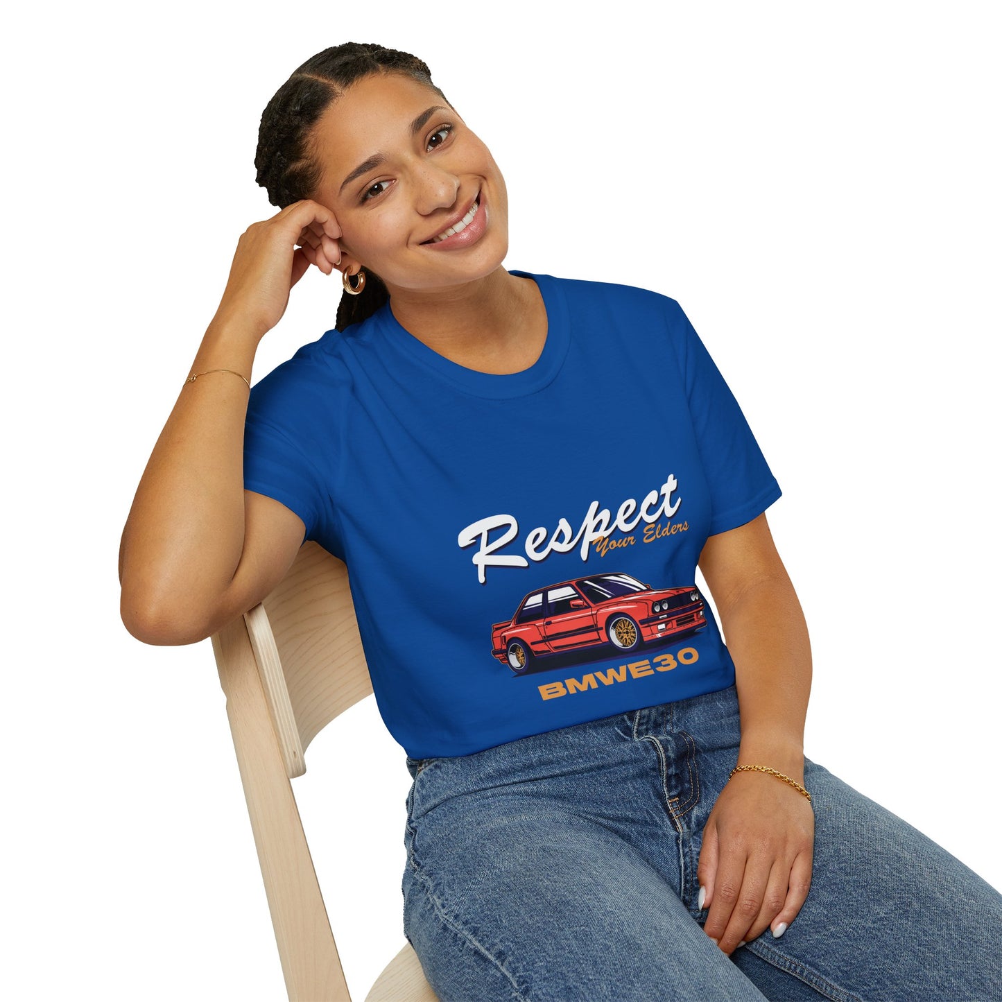 Respect Your Elders BMW E30 Unisex Softstyle T-Shirt - CreativeRino