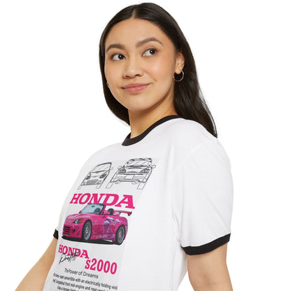 Honda S2000 Unisex Cotton Ringer T-Shirt - Car Enthusiast Tee - CreativeRino