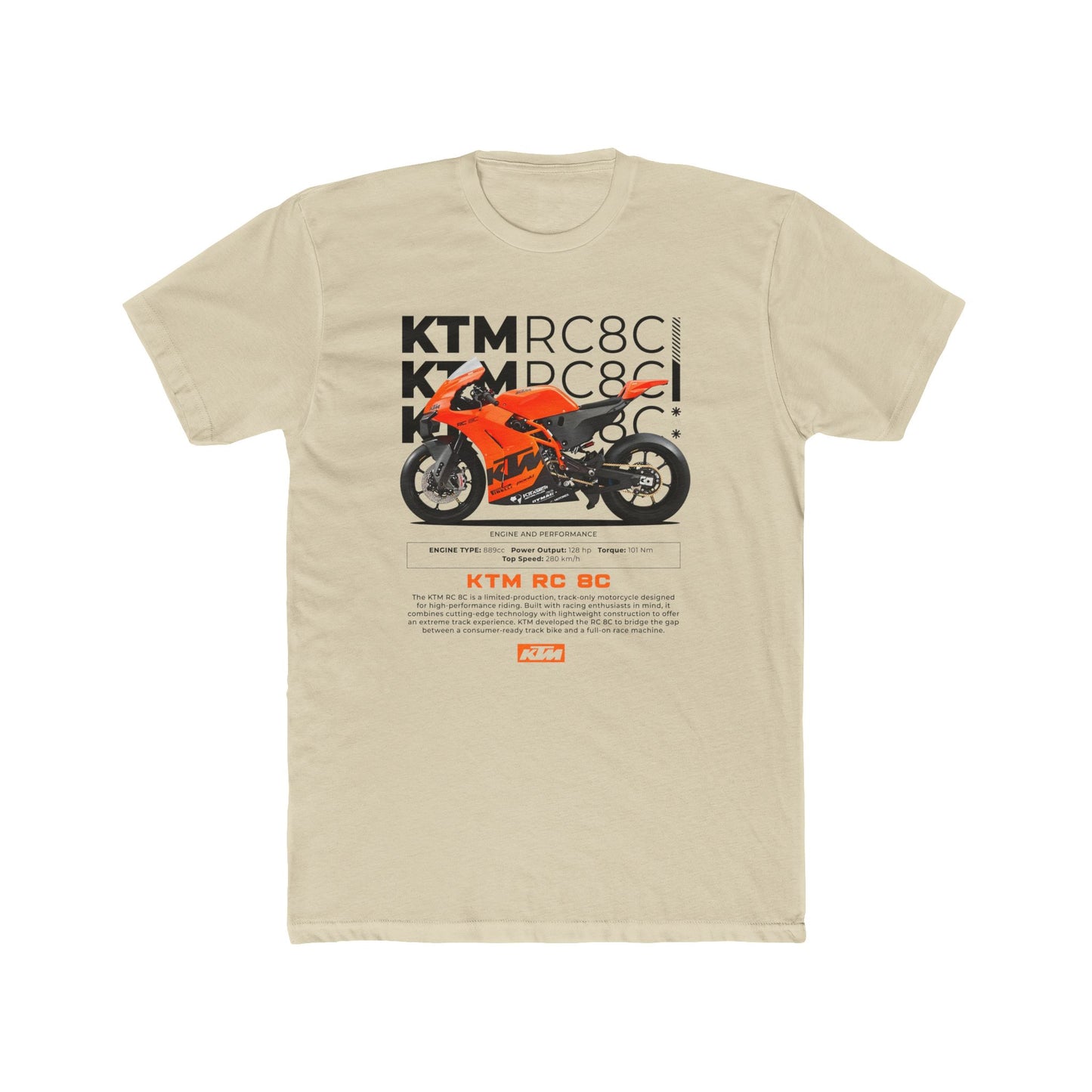 KTM RC BC Motorcycle Unisex Cotton Crew Tee - Perfect T-shirt for Riders & Fans - CreativeRino