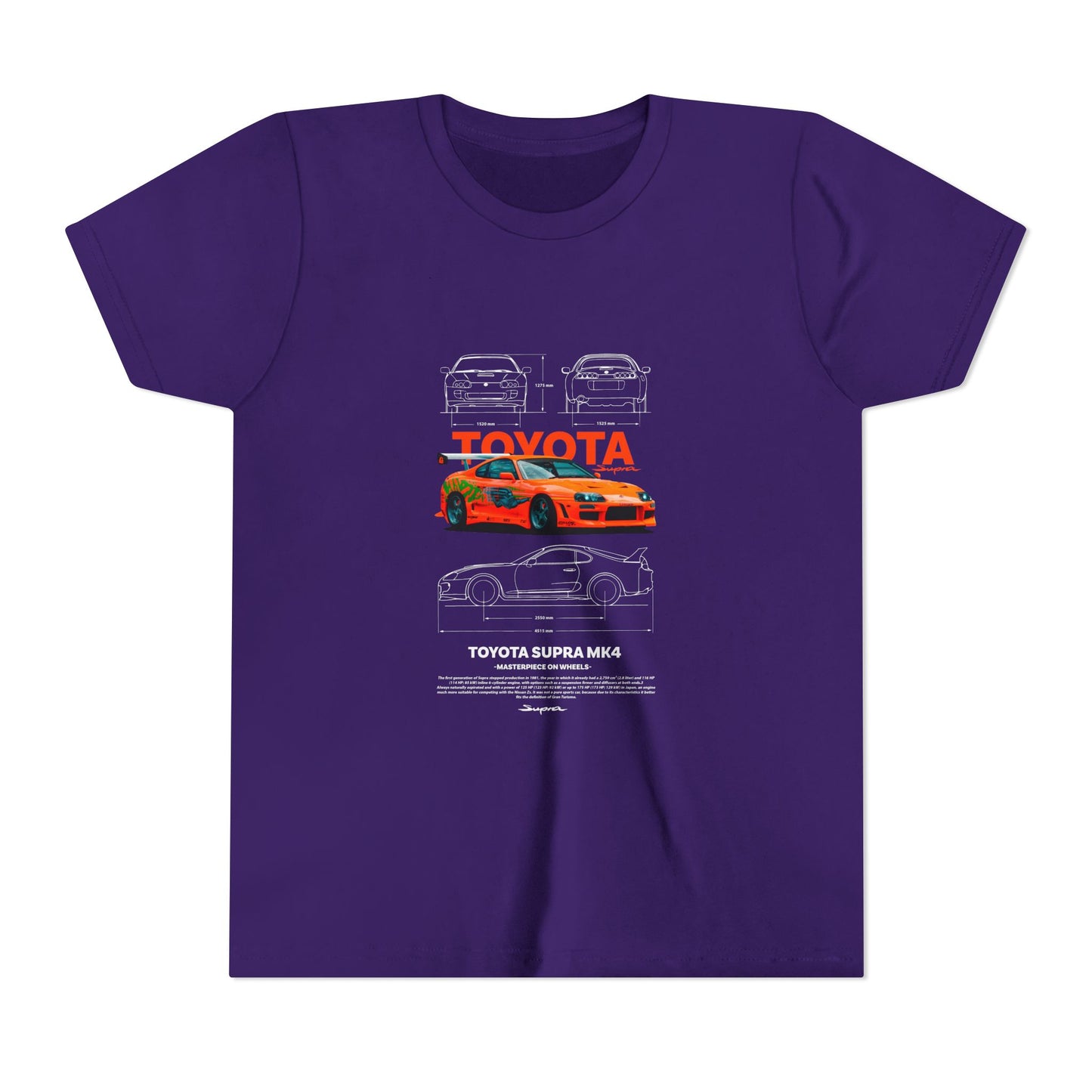 Toyota Supra MK4 Car Youth  Tee - Cool Graphic Short Sleeve T-Shirt - CreativeRino
