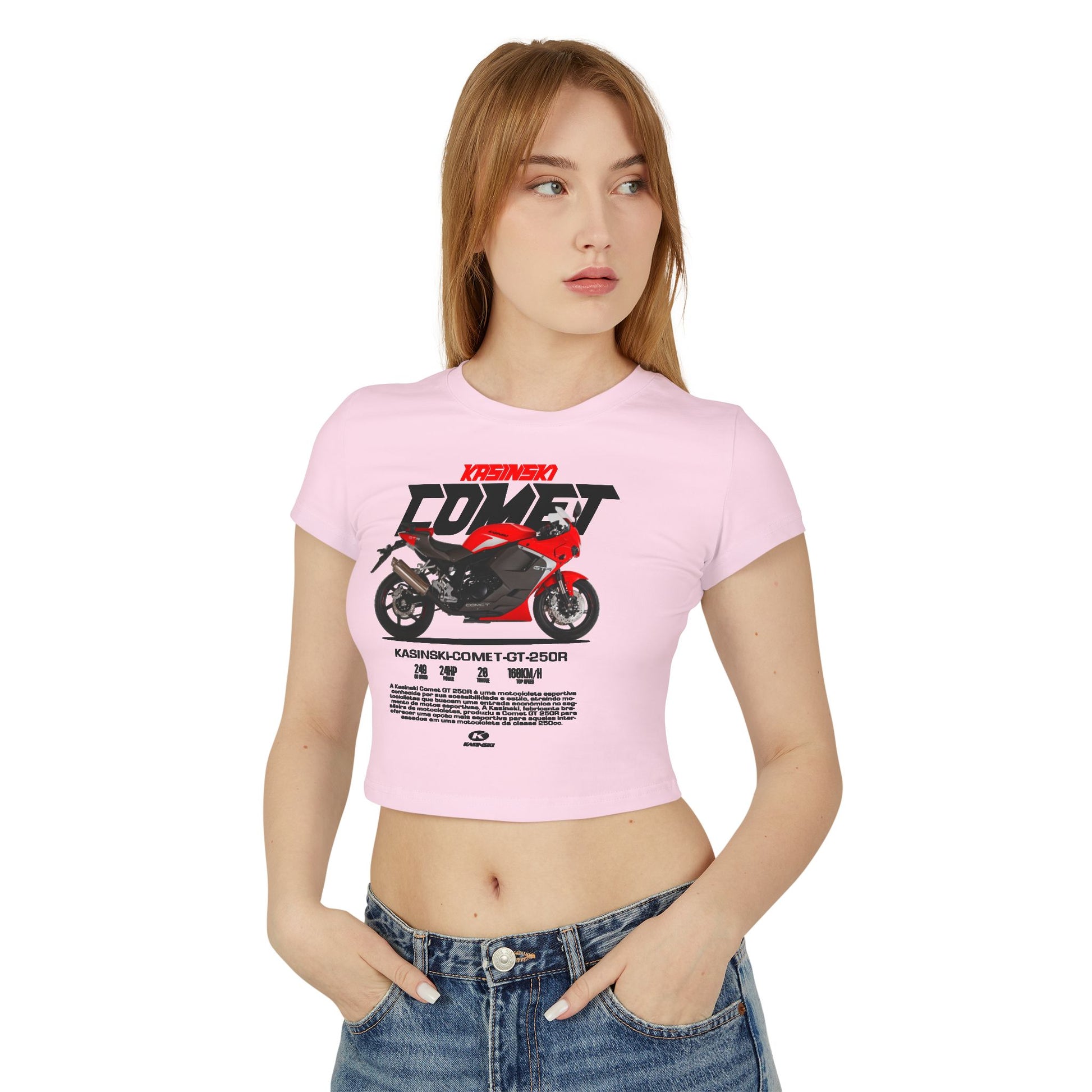 Kasinski Comet GT 250R Women's Baby Tee - Kasinski Comet Motorcycle Design T-shirt - CreativeRino