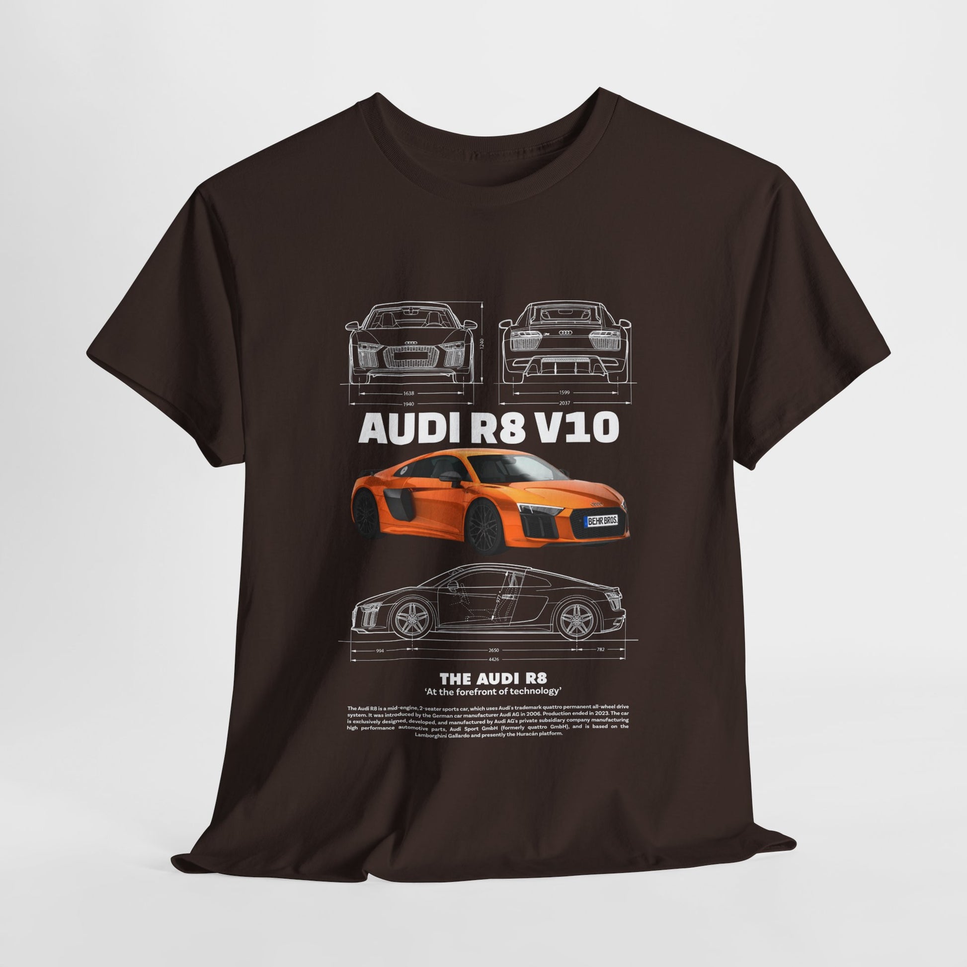 AUDI R8 V10 Car Graphic Tee - Unisex Heavy Cotton Tee for Auto Enthusiasts - CreativeRino