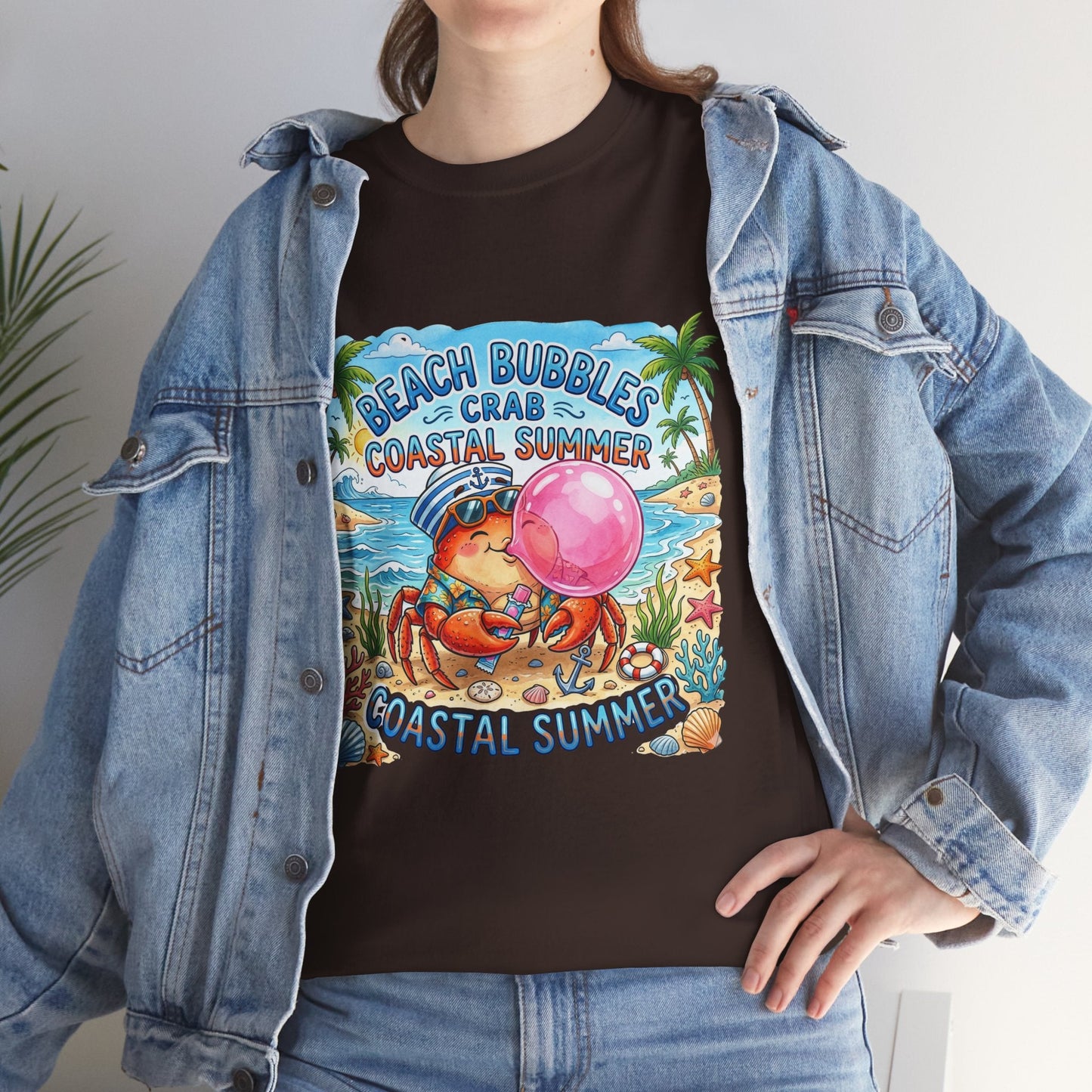 Beach Bubbles Crab Coastal Summer T-Shirt Printify
