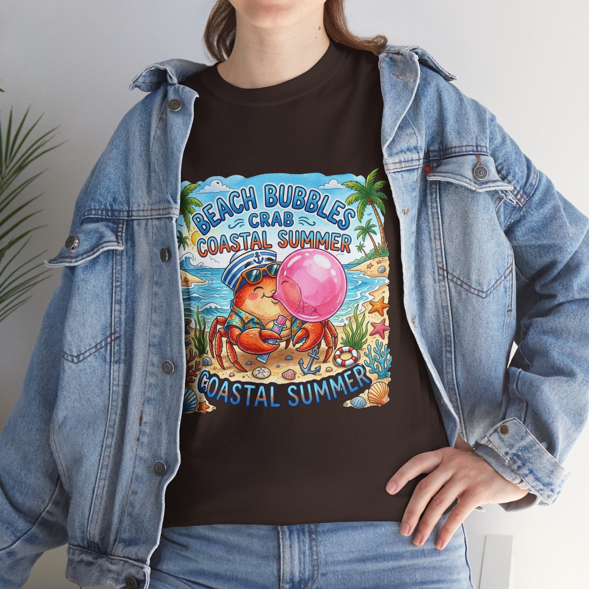 Beach Bubbles Crab Coastal Summer T-Shirt Printify