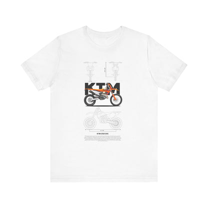 KTM 250 EXC Motorcycle Blueprint Unisex Jersey T-shirt - CreativeRino
