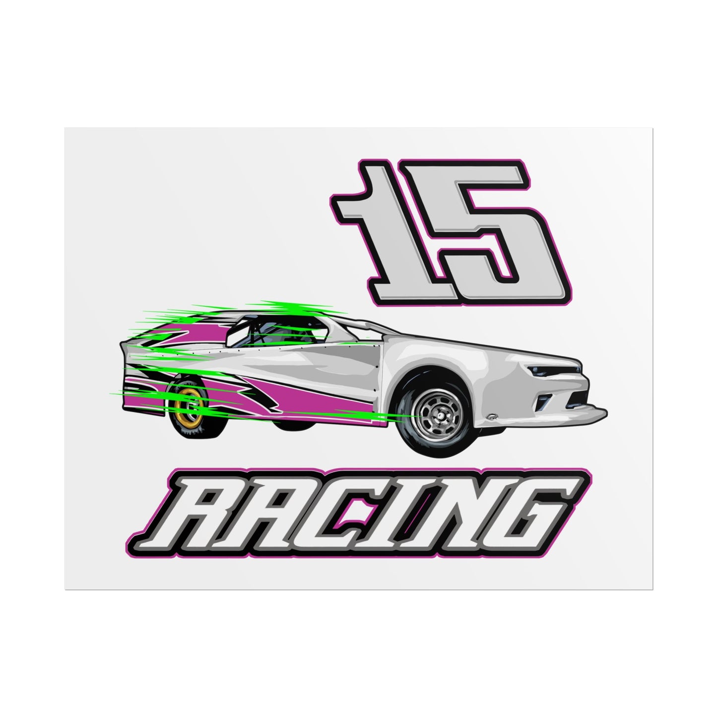 15 Racing Car Rolled Poster - Vibrant Race Car Art for Car Enthusiasts - CreativeRino