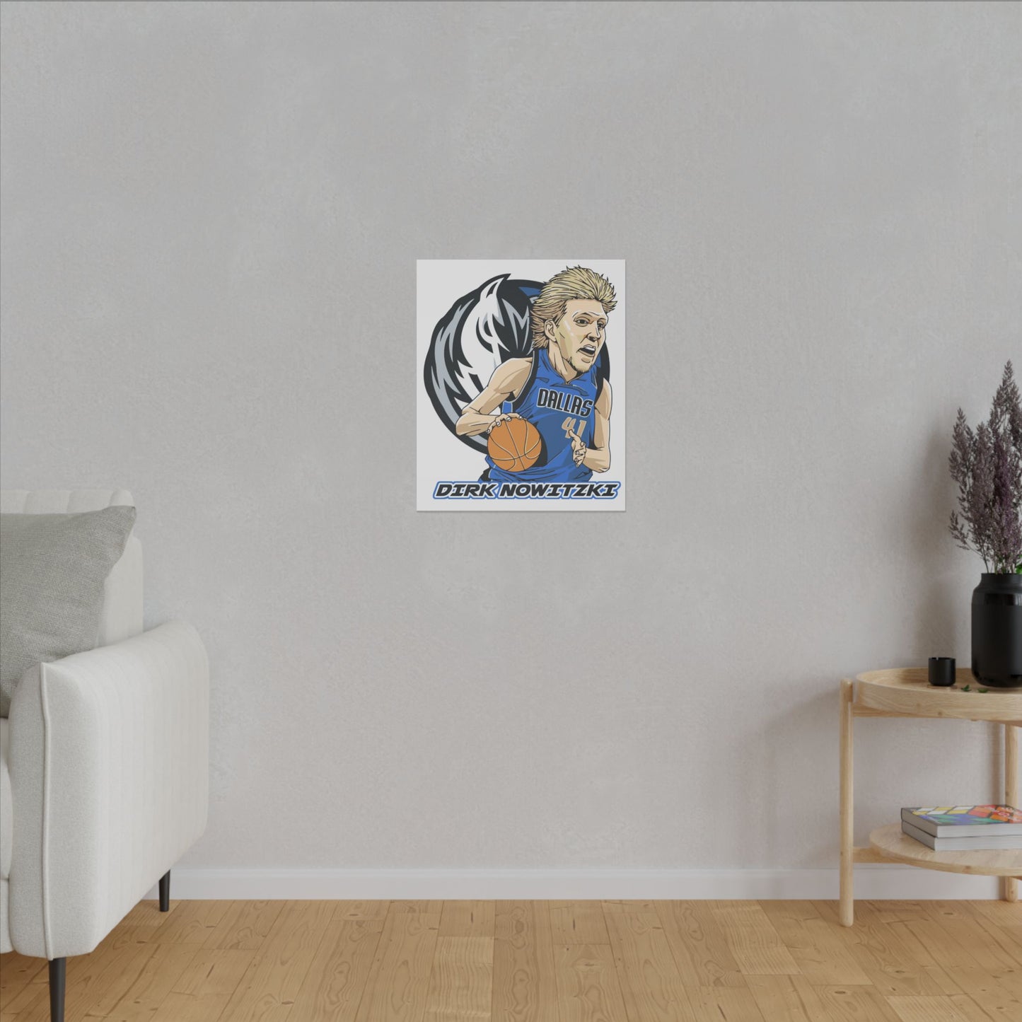 Dirk Nowitzki Basketball Canvas Art - Stretched Matte Print for Sports Fans - CreativeRino